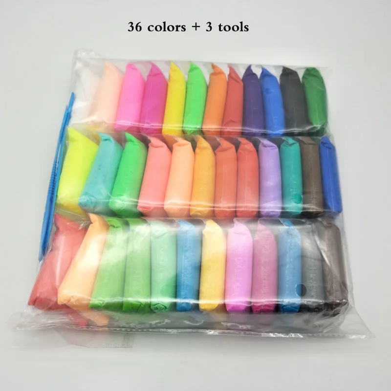 Details about   Super Light Clay Toy DIY Plasticine Air Drying Polymer Modelling Slime 36 Colors 
