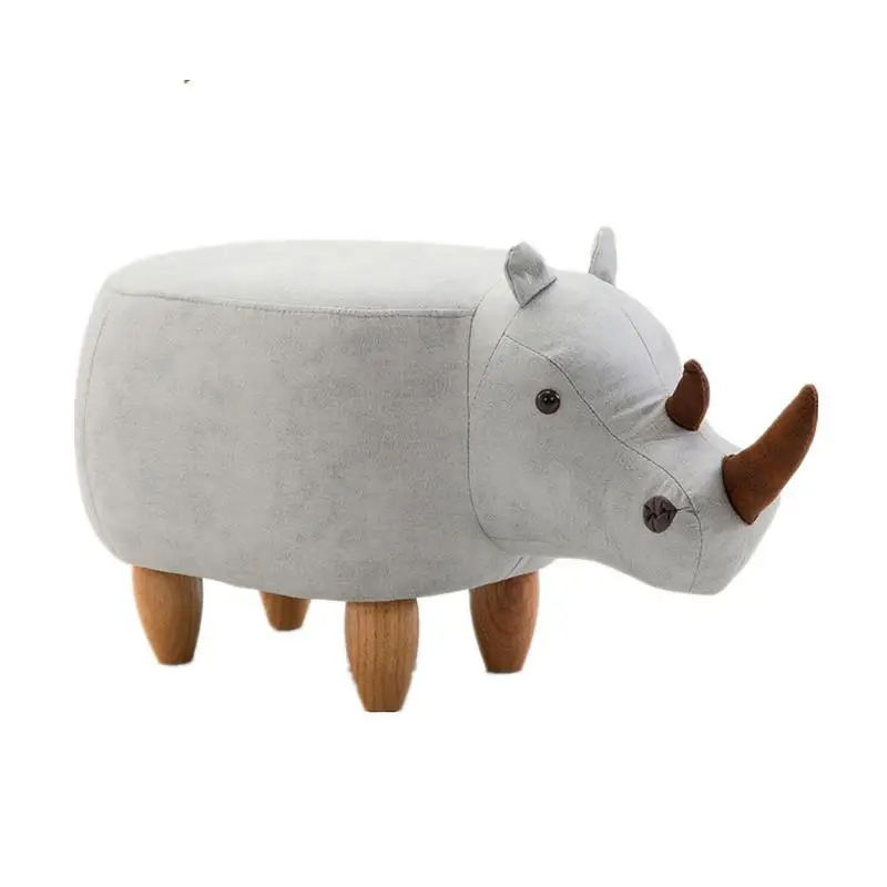 Табурет Rhinoceros с животными, тестовая скамья для обуви из цельного дерева, домашний табурет с контейнером, табурет для дивана - Цвет: style 1