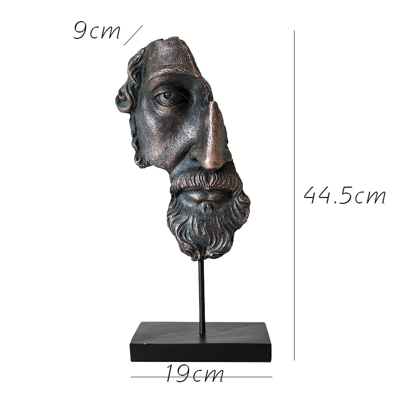 Смоляная статуя на половину лица, абстрактная статуэтка, Фрауд, лицо Прометея, маска для лица, скульптура для офиса, винтажное украшение для дома - Цвет: A