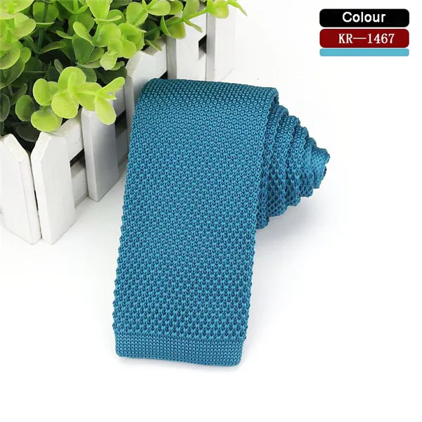 Популярные тонкие вязаные галстуки из полиэстера 6 см, Классические однотонные мужские галстуки, роскошные модные трендовые Галстуки - Цвет: 67