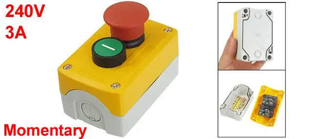 

240V 3A SPST NC Red Mushroom NO Green Flat Control Momentary Push Button Switch