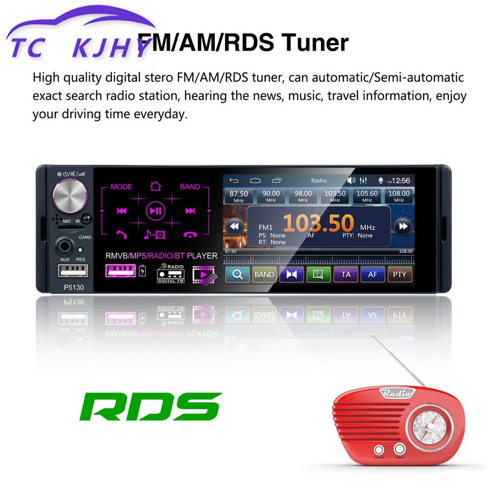 

New Touch Screen HD 4.1 Inch Seven-color Lamp Car MP5 Player Bluetooth Reverse Rear-view