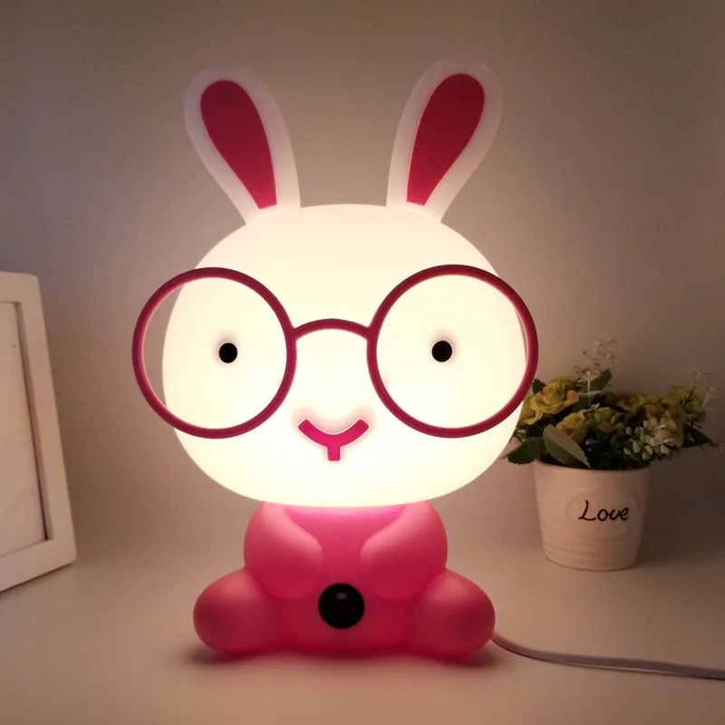Kids Cute Bear Rabbit Led Night Light Lamp Desk Table Light Baby Bedroom Decoration Chidren Gift Animal EU US Cartoon