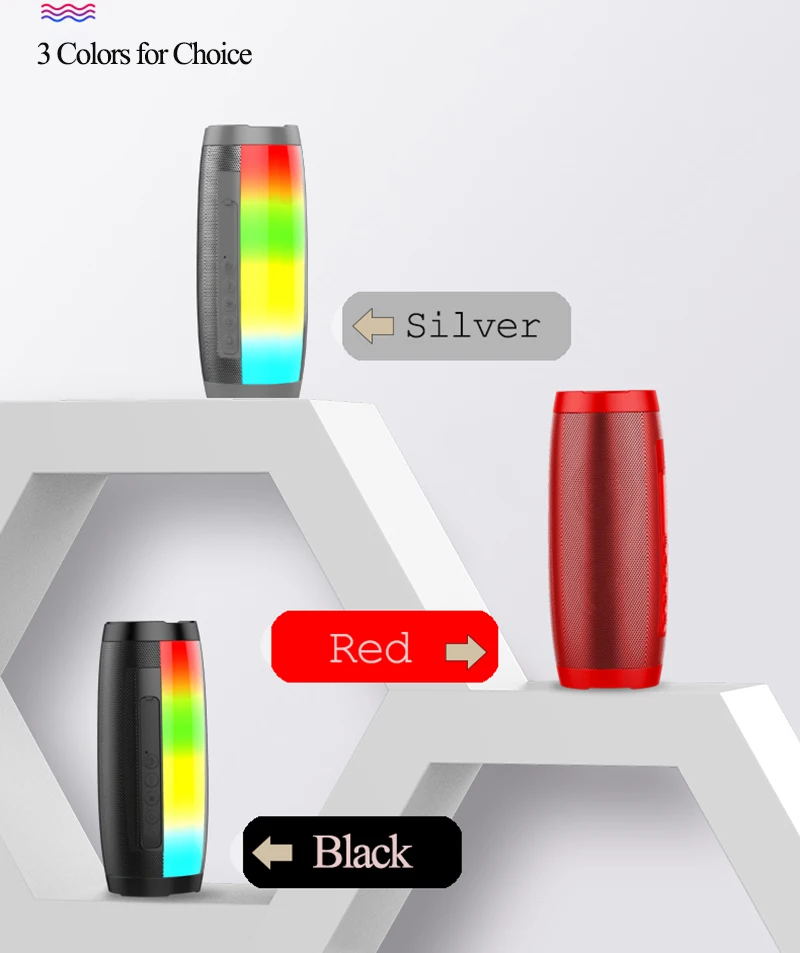 Портативный беспроводной Bluetooth динамик, светодиодный бас, цветная бум-бокс, наружная колонка, звуковая коробка с микрофоном, поддержка TF, FM, USB