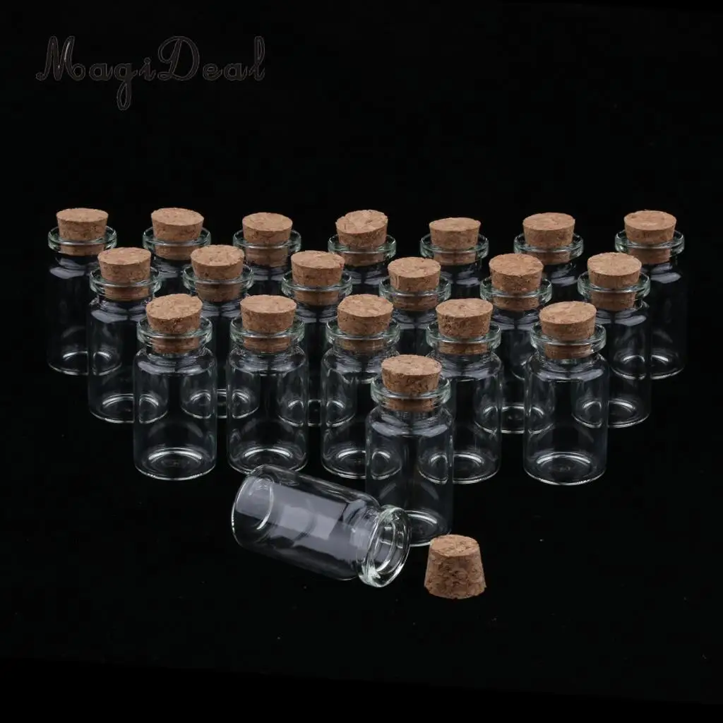 Pack of 20 10ml Mini Glass Cork Jars Essential Oil Sample DIY Wedding Decoration Lucky Wishing Bottle