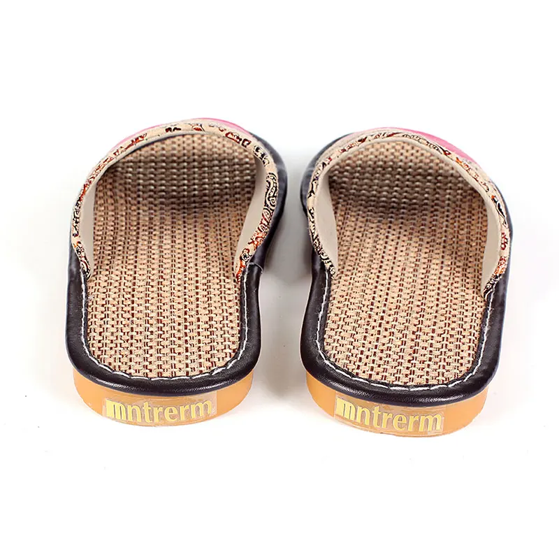 Mntrerm Лидер продаж летние из натуральной яловой кожи Дамские домашние тапочки на плоской подошве льняная обувь Крытый feminina Sandals шлёпанцы для женщин