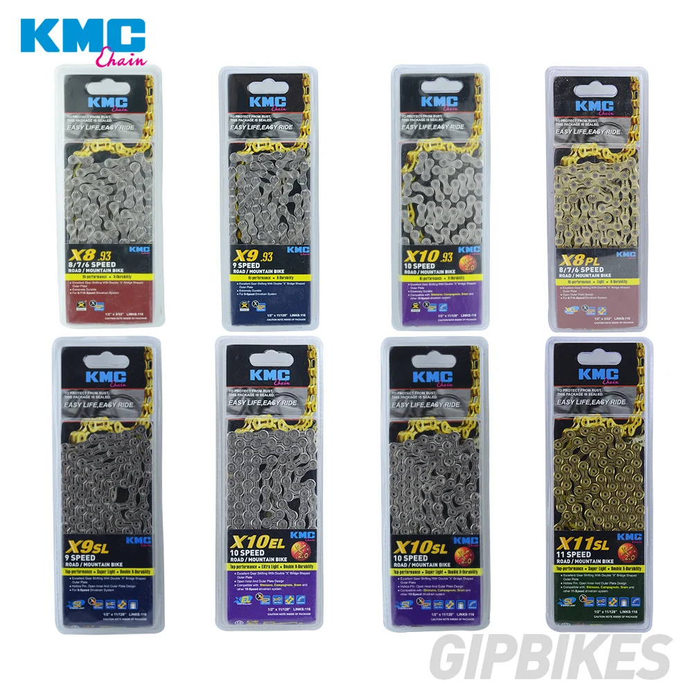 KMC X8 X9 X9sl X10 X10sl X11SL Z99 Bike Chain 9S 10S 11S Gold for MTB/Road Bike fo Shimano/SRAM 8 9 10 11 speed 116L /chain bike