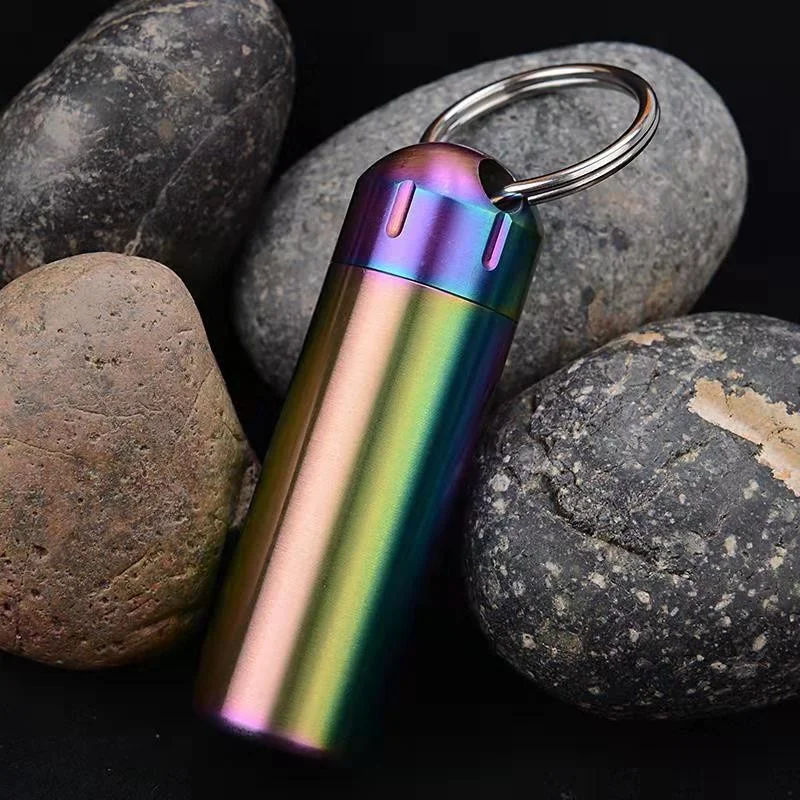 

New Mini Stainless Steel Waterproof Capsule Seal Bottle Outdoor EDC Survival Pill Box Container Capsule Pill Bottle Tank Case