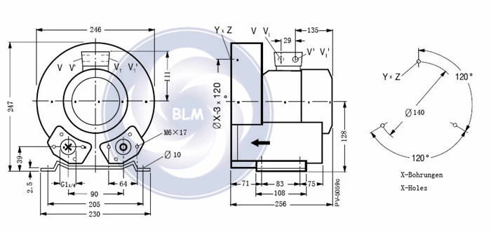 2RB210-7AH16 0.4KW/0.5KW аквариум кислородный воздушный кольцевой вентилятор/вихревой насос/регенеративный вентилятор/вакуумный насос/воздушный насос