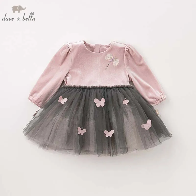 DBZ8987 dave bella/платья принцессы с бабочками для маленьких девочек; платье для свадебной вечеринки и дня рождения; детское изысканное Сетчатое платье