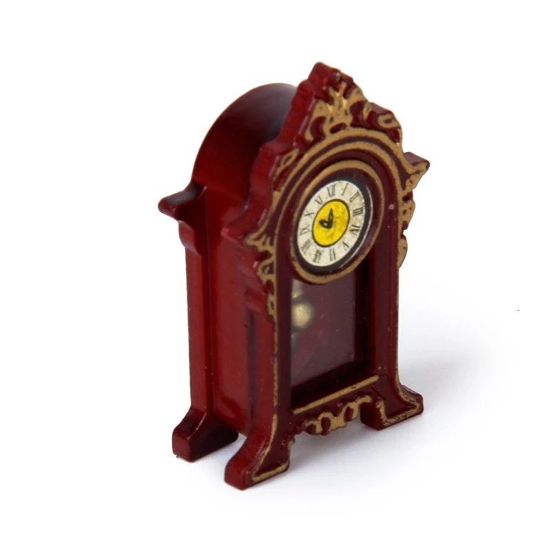 HOT-1/12 Dollhouse Miniature Halls Classic Table Clock perfect for the decoration of your doll's house