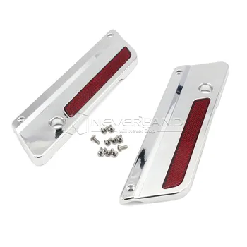 

Lightweight ABS Plastic Chrome Hard Saddlebag Latch Covers + RED Reflectors For Harley Touring Hard Bags D15