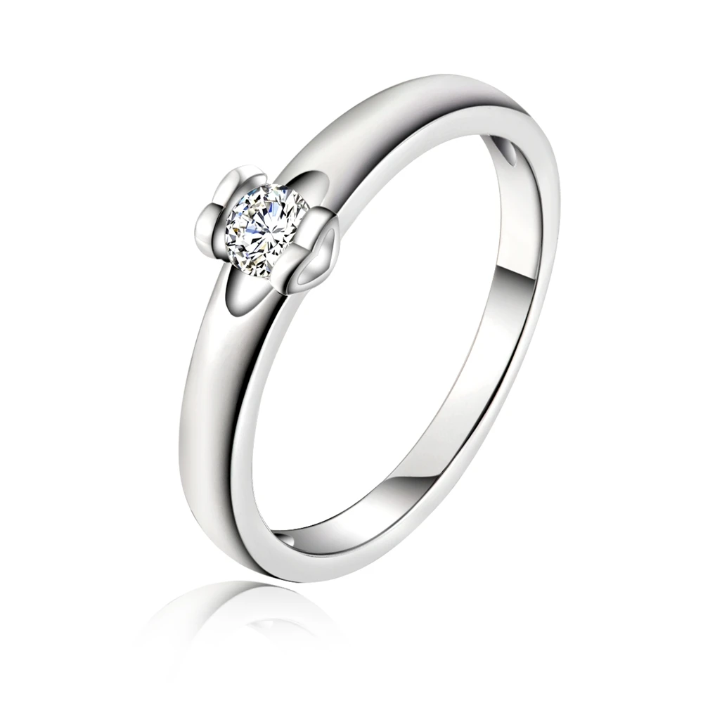 

New listing cute classic high quality silver color cordate zircon Rings woman accessories burst section jewelry LR020
