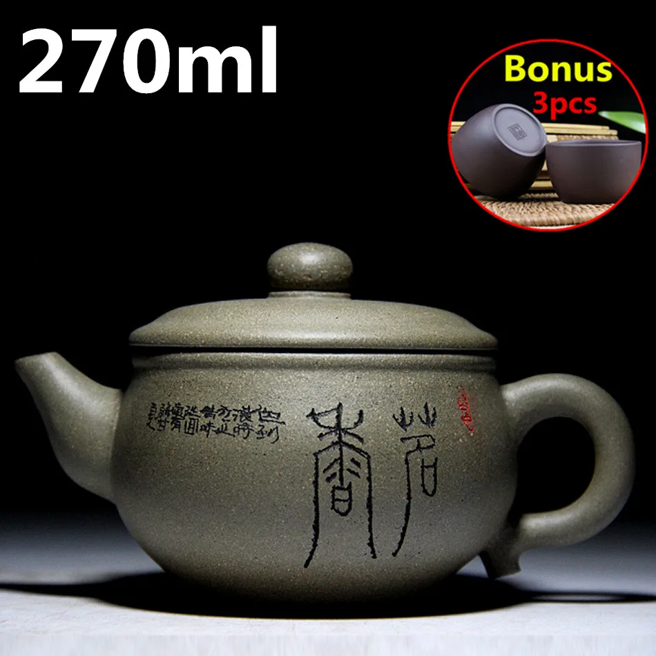 

Chinese Teapot Porcelain Yixing Zisha Tea Pot 270ml Bonus 3 Cups Hot Sale Kung Fu Tea Set Handmade Teapots Zisha Ceramic Kettle