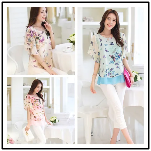 Butterfly Bawting Sleeve Blusas Feminine 2015 Summer Style Chiffon Blouse Shirt Female Tops Cheap Clothes China Plus Size XFS2 |