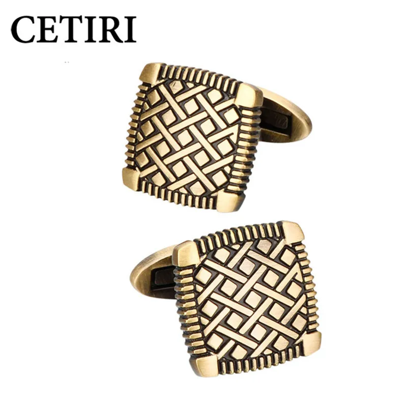 CETIRI 17*17 см красивые квадратные золотые медные запонки для мужчин|Зажимы галстука