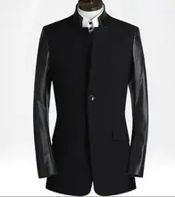Black casual woolen coat men suit trench coats long leather sleeves overcoat mens cashmere coat casaco masculino inverno england