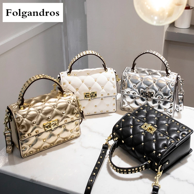 Luxury Brand Handbag Rivet Small Square Bag Shoulder Bag High Quality Women Chain Messenger Bag Famous Designer Louis Sac A Main