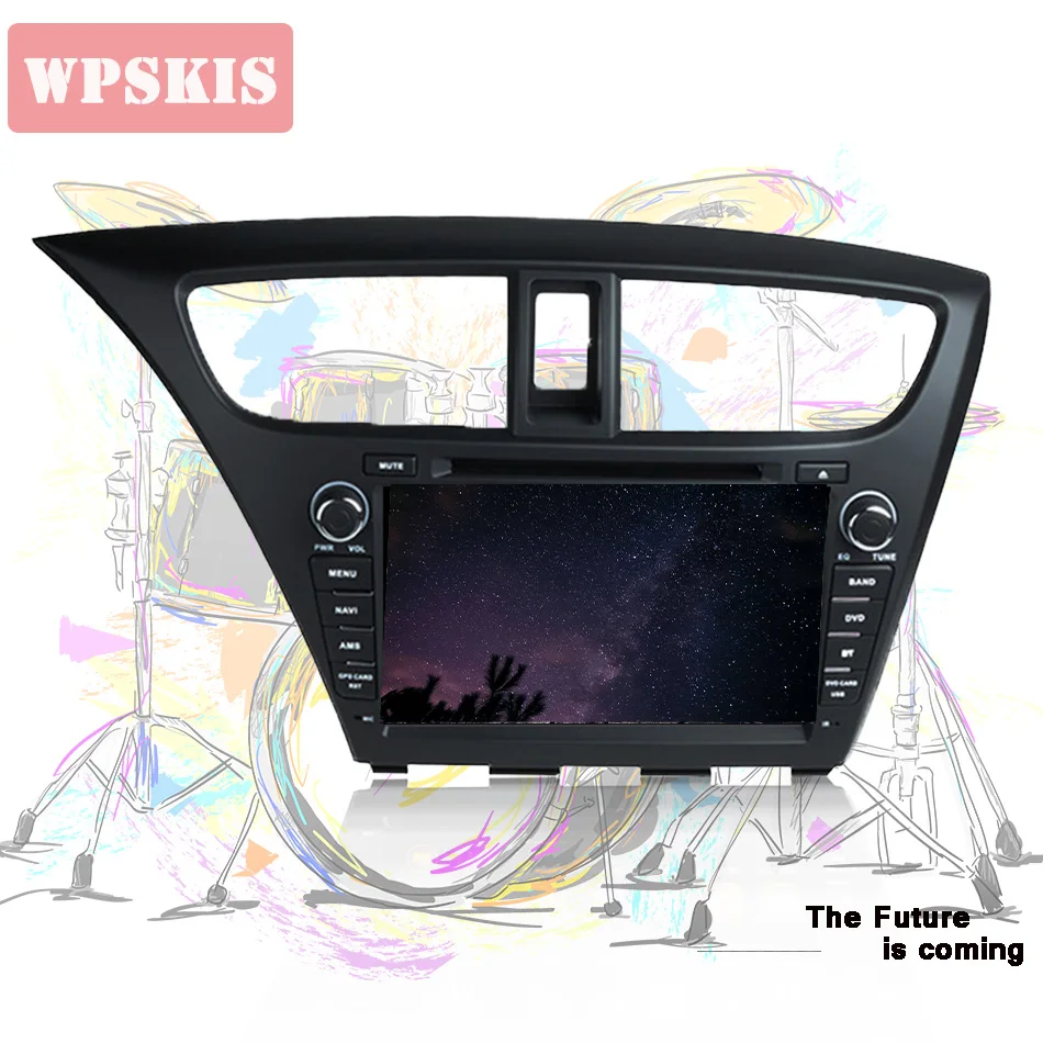 Sale 8" Android 8.1 Car DVD For Civic Hatchback 2013 2014 2015 Auto PC PAD Radio RDS GPS Navigation Audio Video Tape Recorder Screen 2