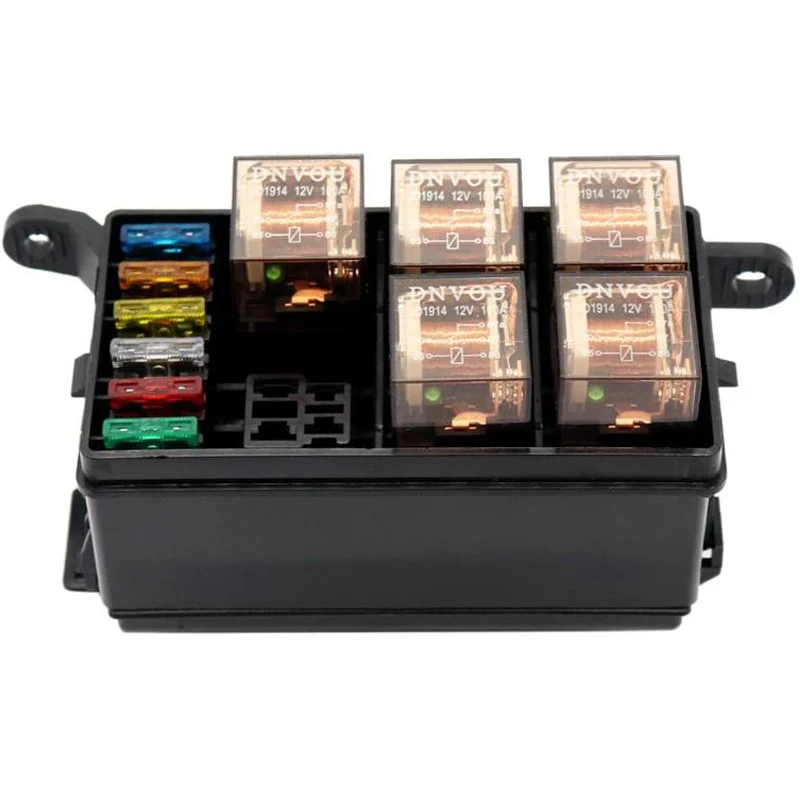 Universal 12V Car Marine 6-Way Relay 6-Slot ATO/ATC Blade Fuse Holder Box Car Insurance Holder Automobile Circuit Blade