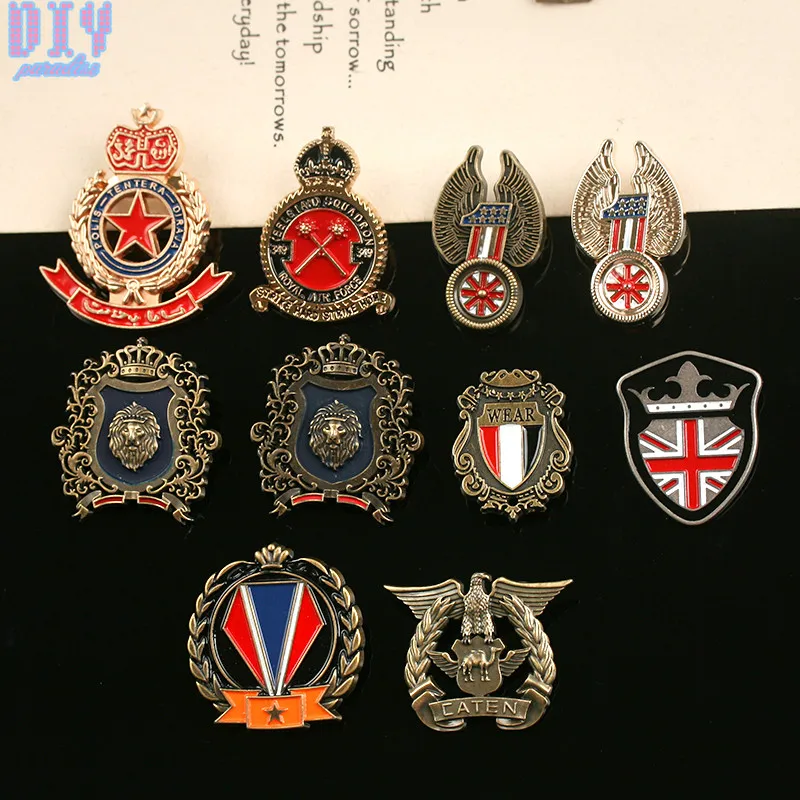 

Fashion England Five start Round Military Metal Badge Retro Fabri Shoulder Board Badges Army Pin on Brooch Medal Handmade