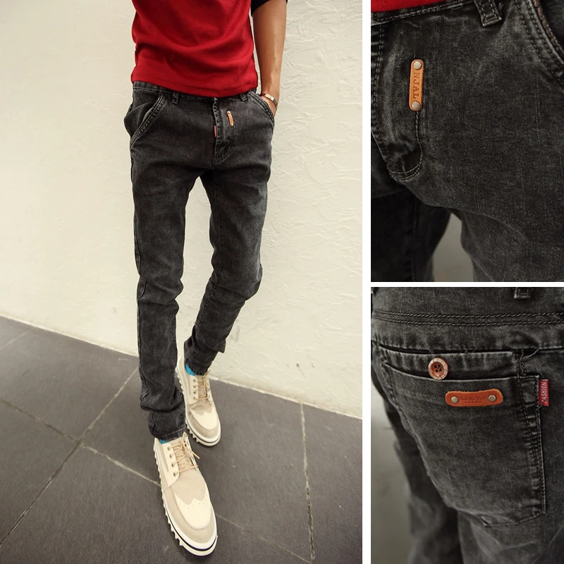 

Wholesale&free ship~~%% 2013 tidal current male slim jeans wash water patchwork skinny pants male