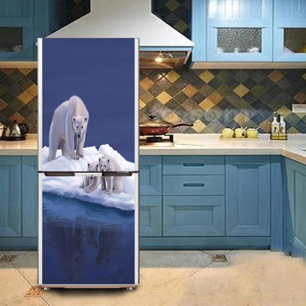 

DIY Polar Bear Waterproof SelfAdhesive Refrigerator Sticker Fridge door sticker Wallpaper kitchen wall decor stickers poster