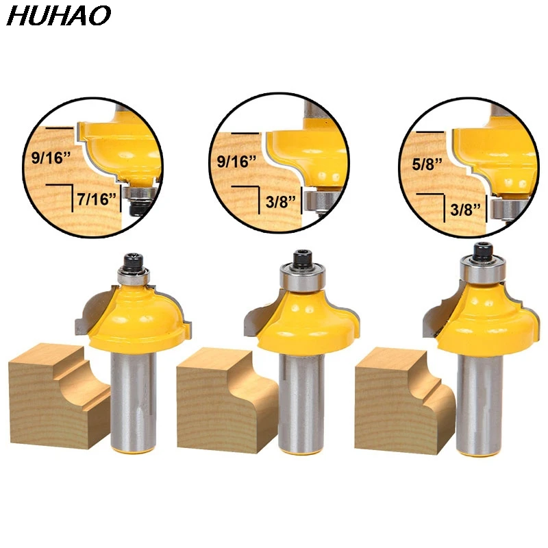 

3pcs/set Bit Edge Molding Router Bit Set - Medium - Cove & Ogee- 1/2" Shank