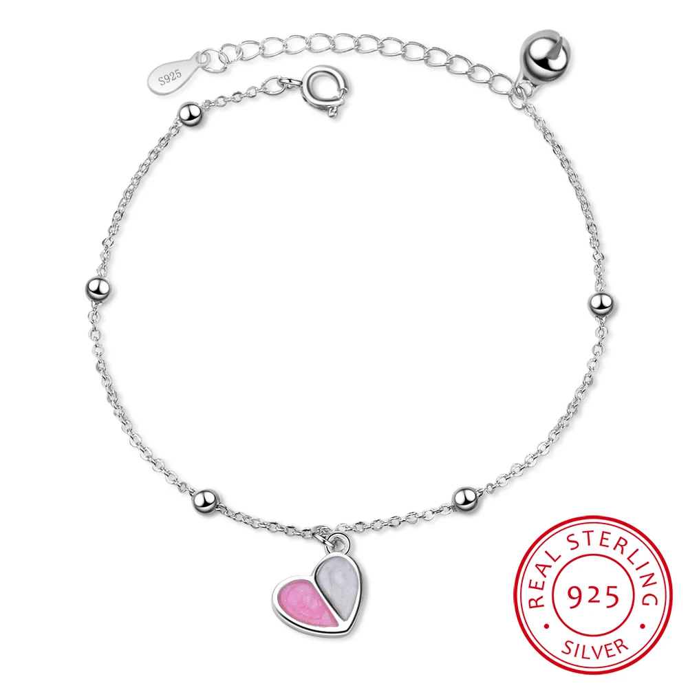 

New 925 Sterling Silver Small Fresh Simple Heart-shaped Jewelry Korean Sweet Girl Heart Ice Cream Bracelet Gn419