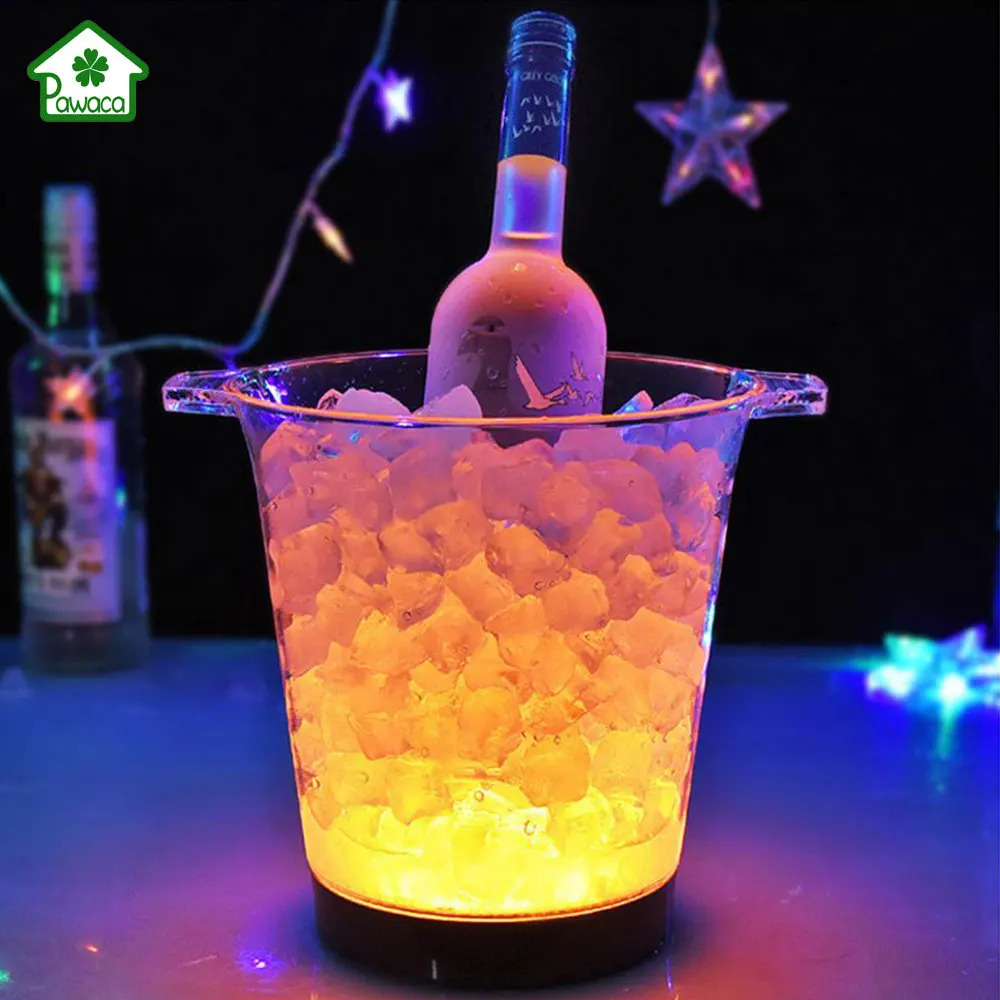 Многоцветный 5L светодиодный ведра для льда светящийся винный охлаждающий ведро