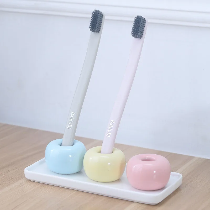 Creative Bathroom Toothbrush Ceramic Base White Porcelain Trays Rectangle Holder Stand Sanitary Storage Bathroom Accessories