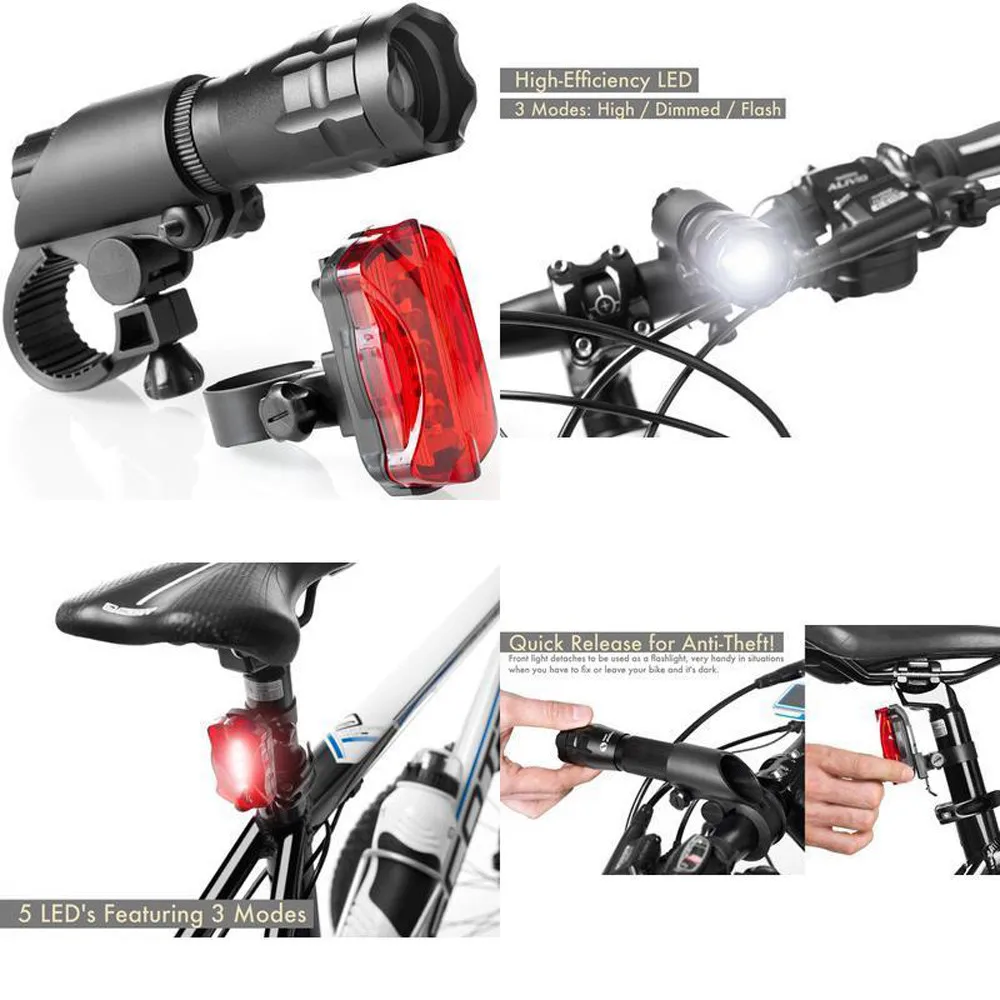 Super Bright LED Lights Headlight Tail Ligh Front And Rear Cycle