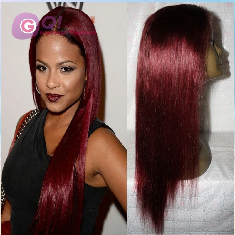 GQ Fashion 99j lace wig 100 virgin human hair lace front wigs red full