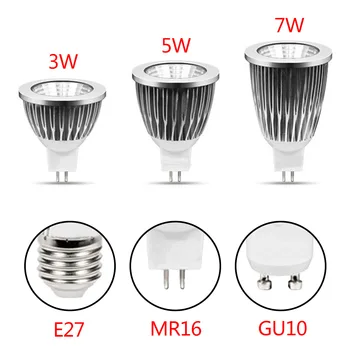 

85V-265V 12V GU10 E27 COB MR16 Led light 3W 5W 7W Spot Light LED Bulb 2700K 3000K Warm White bulb replace energy saving lamp