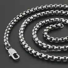 LINSION 1"~ 36" 316L нержавеющая сталь мужская коробка ожерелье цепь 5N001 диаметр 5,0 мм кулон цепь