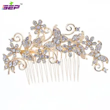 Vintage Flower Hair Combs Imitation Pearls Hairpins for Women Bridal Wedding Head Jewelry Accessories Rhinestone Crystals FA3238