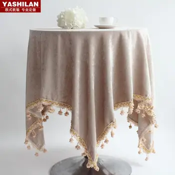 

Light golden European upscale hotel garden coffee table dining table Bubu arts roundtable meeting tablecloths square tablecloths