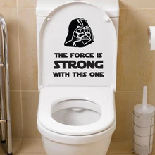 Aseo Sticker Decal Darth Vader de La Fuerza es Fuerte Inspirado Movie Poster Divertido Baño Aseo Baño Etiqueta de La Pared