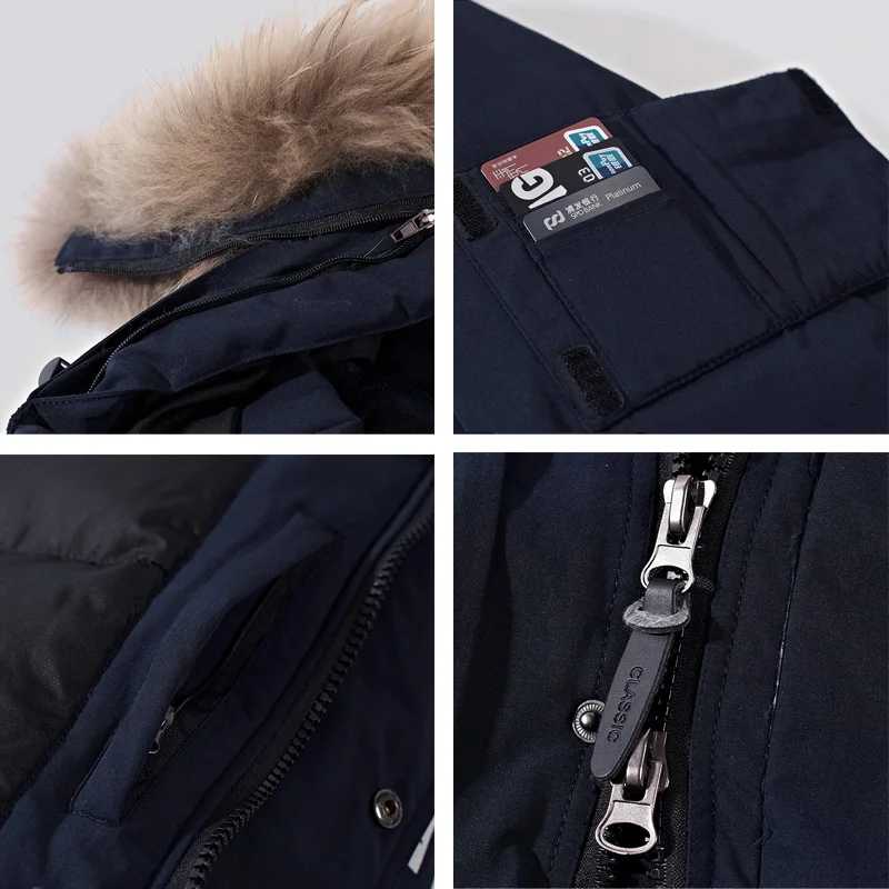 Winter Jacket Men Down White Jacket Duck Padded Parka Fur Hood Warm Thick Brands 2019 Loose Coats W