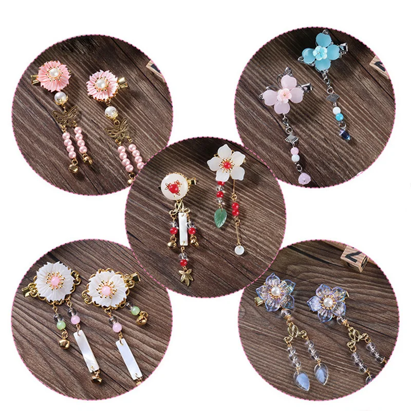 

1 pc Vintage Cherry Blossom Tassel Antique Hair Clips Side Clip Hairpin Hanfu Chinese Traditional Headdress Handmade Hair clip