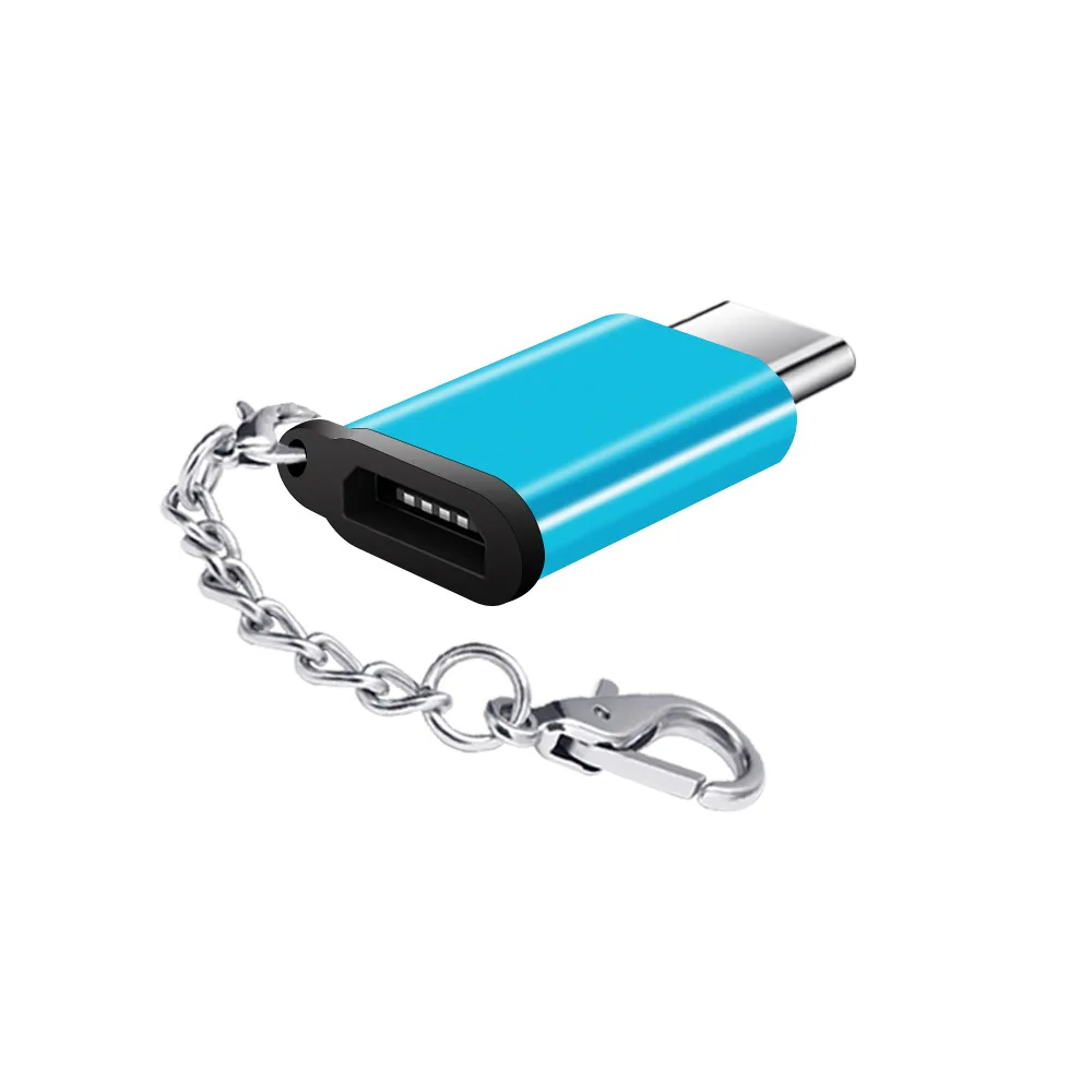 Micro USB To TypeC Adapter With Keychain Micro USB Female To USB Type C Male Adaptador Tipe C Charging Data Sync Type-C Adapters (4)