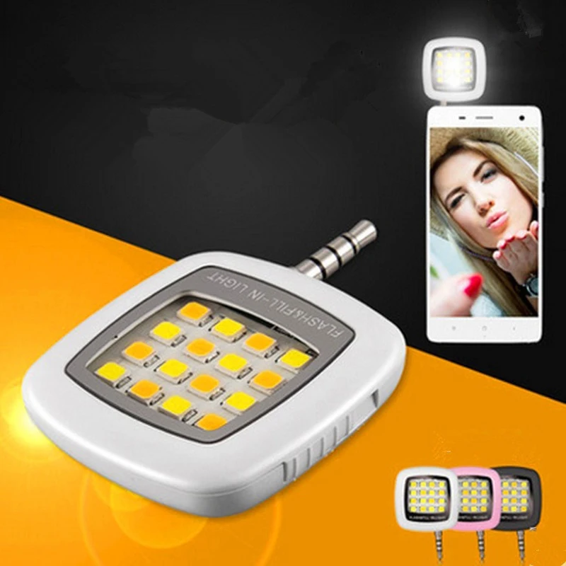 Mini 16 LED Spotlight Camera Smartphone Led Flash Fill Light for iPhone Android Devices for