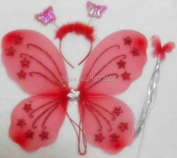 

Hallowen Butterfly Fairy Wings Magic Wand Headband For Children 7 Colors Mix order 200sets/lot Free DHL/Fedex