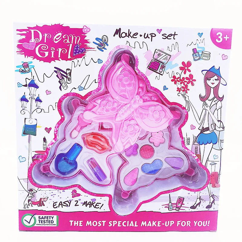 1 комплект Бабочка Форма дети девушки макияж игрушечный набор для девочек ролевые игры игрушки для макияжа коробка для косметики игровой набор игрушек