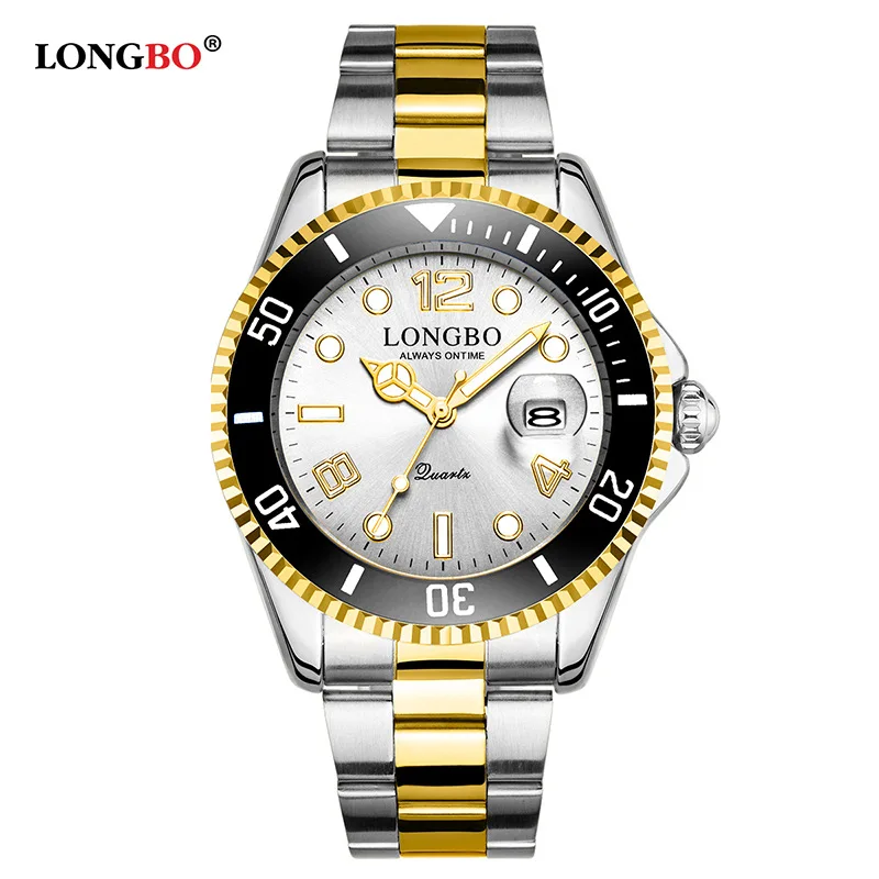  Luxury LONGBO brand lovers watches couple waterproof stainless steel quartz gold watch men women dress business clock 80076