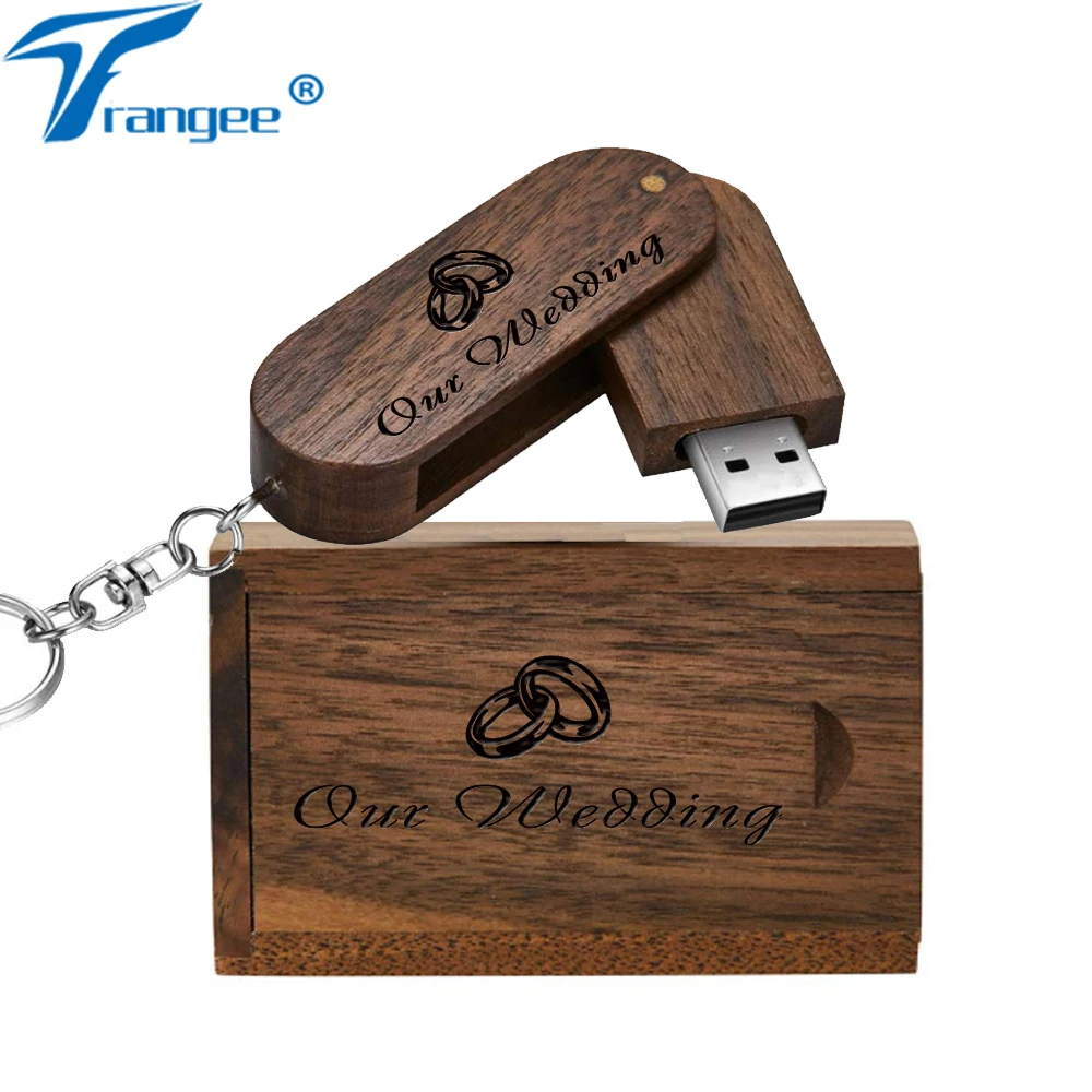 

Trangee Walnut Wood USB Flash Drive +box pendrive 4GB 8GB 16G 32GB USB 2.0 Memory stick photography gifts (Over 5 PCS free Logo)