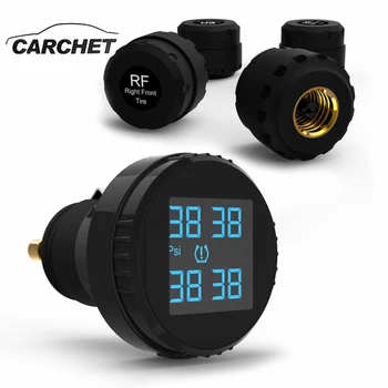 

CARCHET Wireless Cigarette Lighter LCD Display TPMS Tyre Pressure Monitoring System+4 External Sensors Tire Pressure Alarm