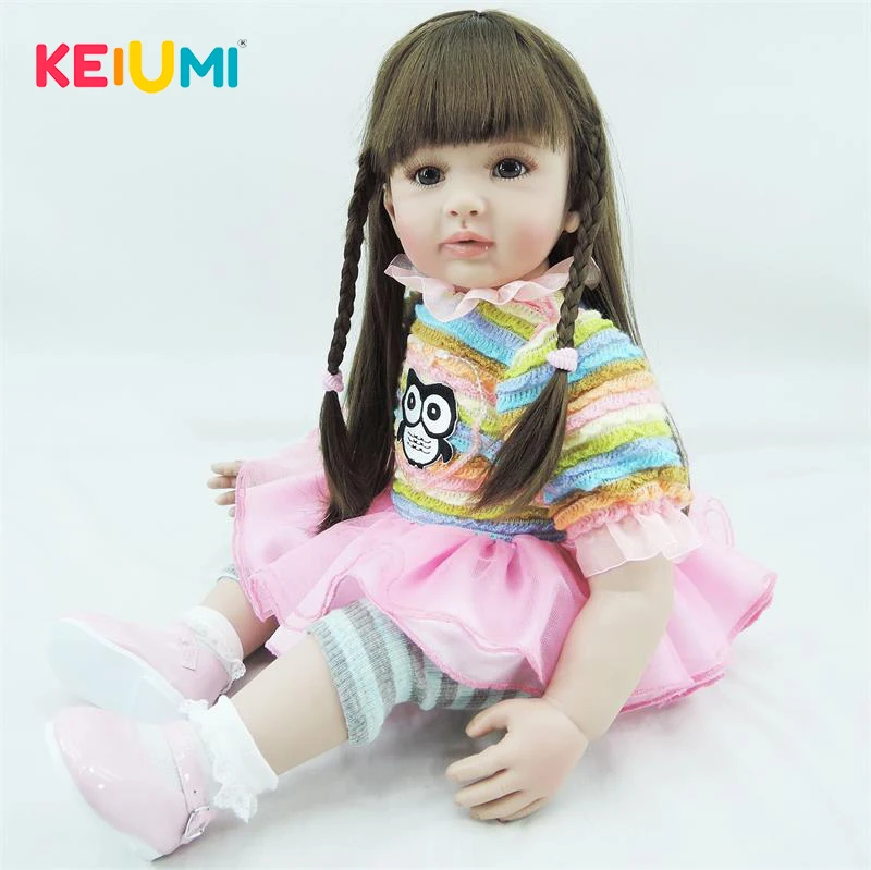 

KEIUMI Lovely 24 Inch Stuffed Dolls Realistic Baby Dolls 60 cm Reborn Baby Dolls With Colorful Dress For Kids Toddler Gifts