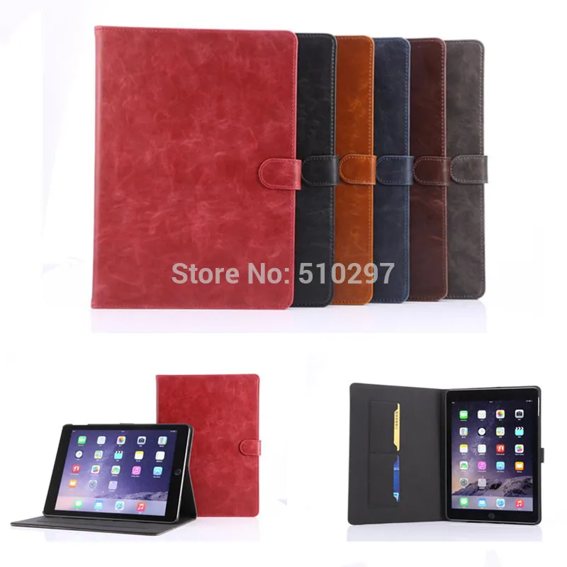 

DS Hot Crazy Horse pattern PU leather stand case For Apple ipad air 2 cover for ipad6 With Stand case For ipad air2 Tablet PC