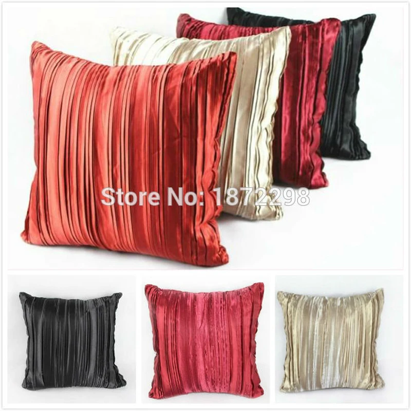 

Free Shipping Polyester Satin Crease Pleated striped Cushion Cover HT-PSCC-01